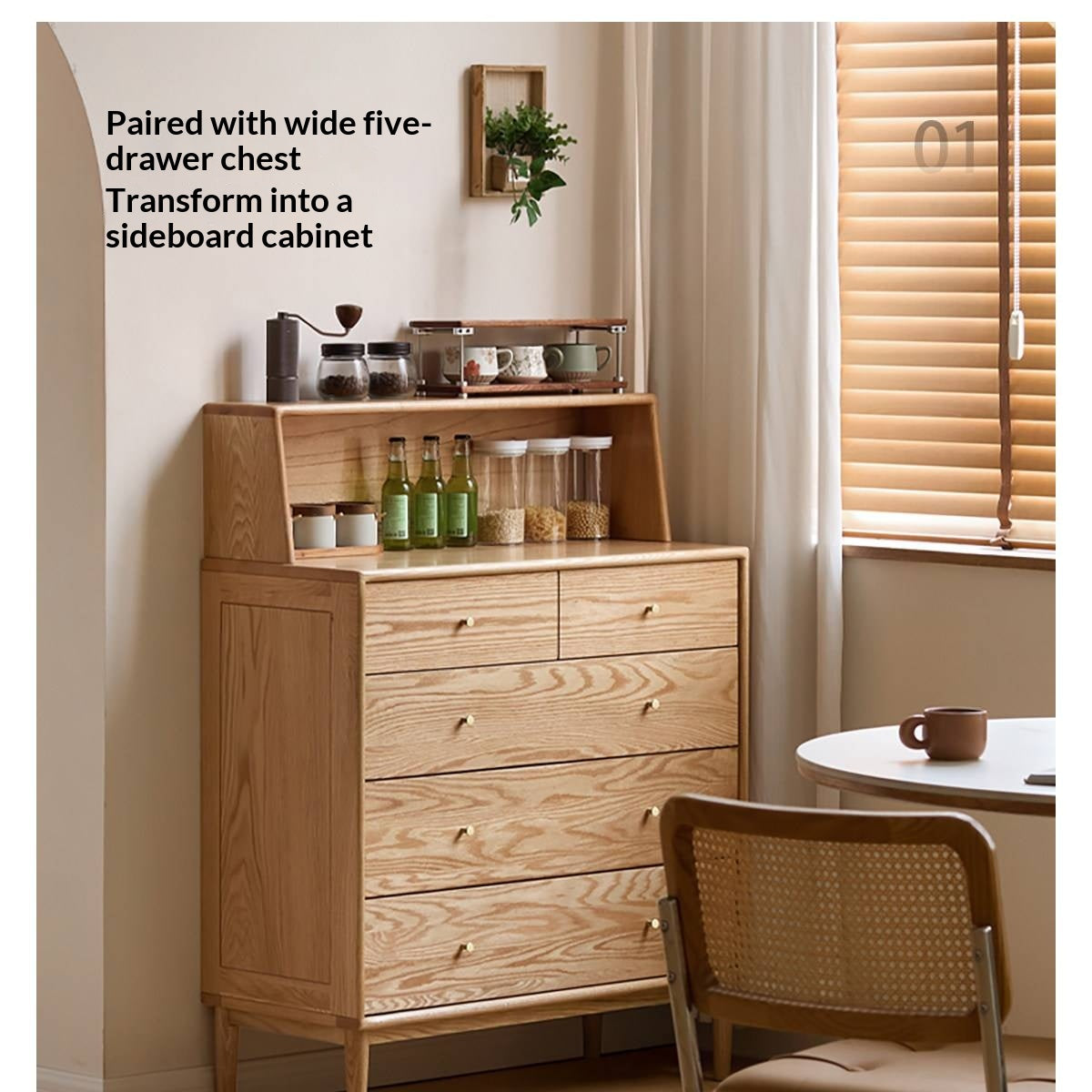 Oak Solid Wood Desktop Storage Rack Hutch Top Organizer