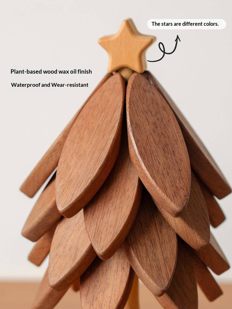 Black Walnut, Beech, Ebony Solid Wood Anti-Scalding Kitchen Mat with Heat Insulation