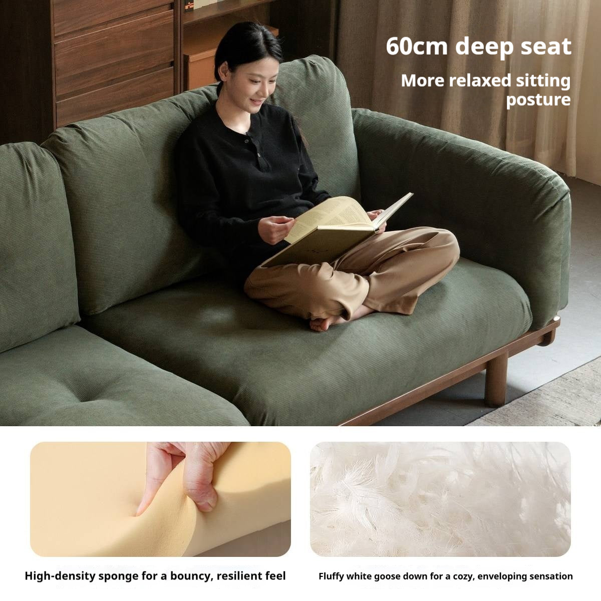 Rubber Solid Wood Light Luxury Sofa