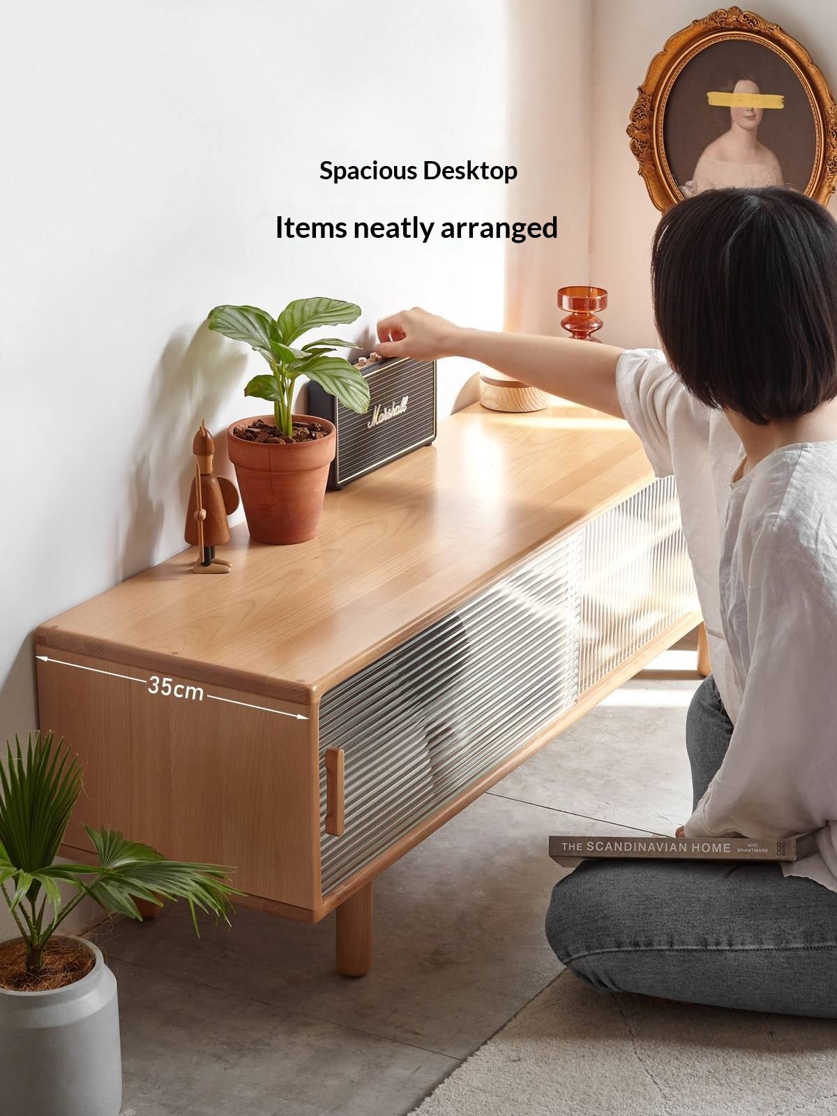 Beech Solid Wood TV Storage Cabinet.