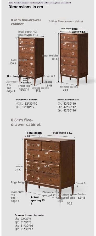 Oak, Solid Rubberwood Modern Minimalist Chest of Drawers