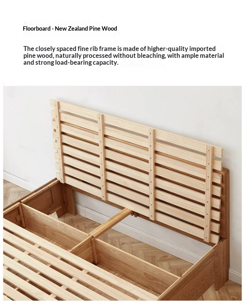 Oak Solid Wood Box Bed — Modern Minimalist Bed