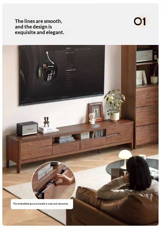 Oak, Solid Rubberwood Nordic Floor TV Cabinet.