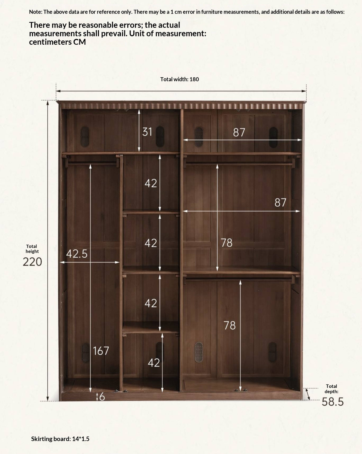 Ash Solid Wood Traditional 4-Door Armoire with Raised Panel Doors and Crown Molding