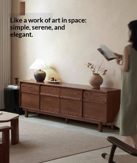 Ash Solid Wood Wabi-sabi Style TV Cabinet