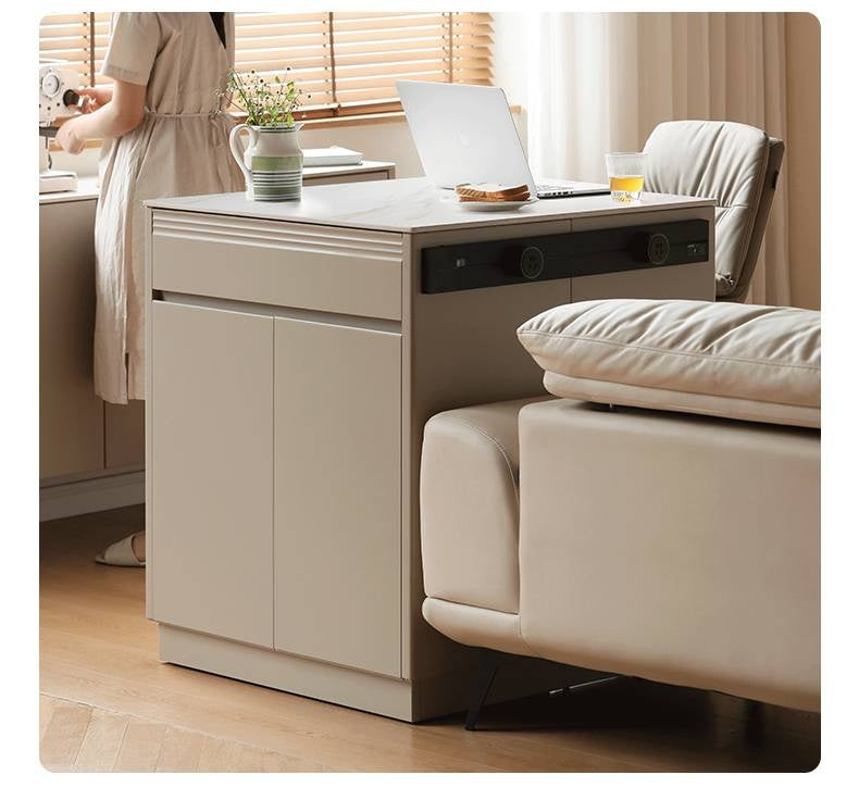 Tulipwood Solid Wood Light Luxury Rock Plate Island Dining Table, Dining Buffet