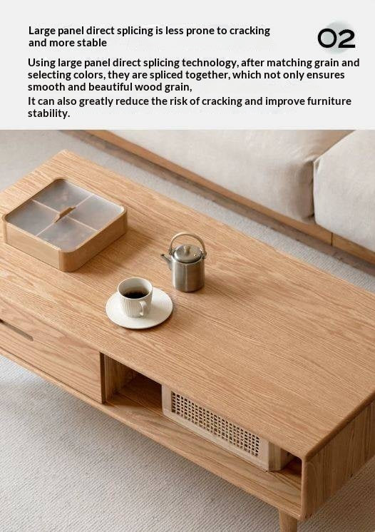 Oак, Beech Solid Wood, Solid Rubberwood Modern Coffee Table