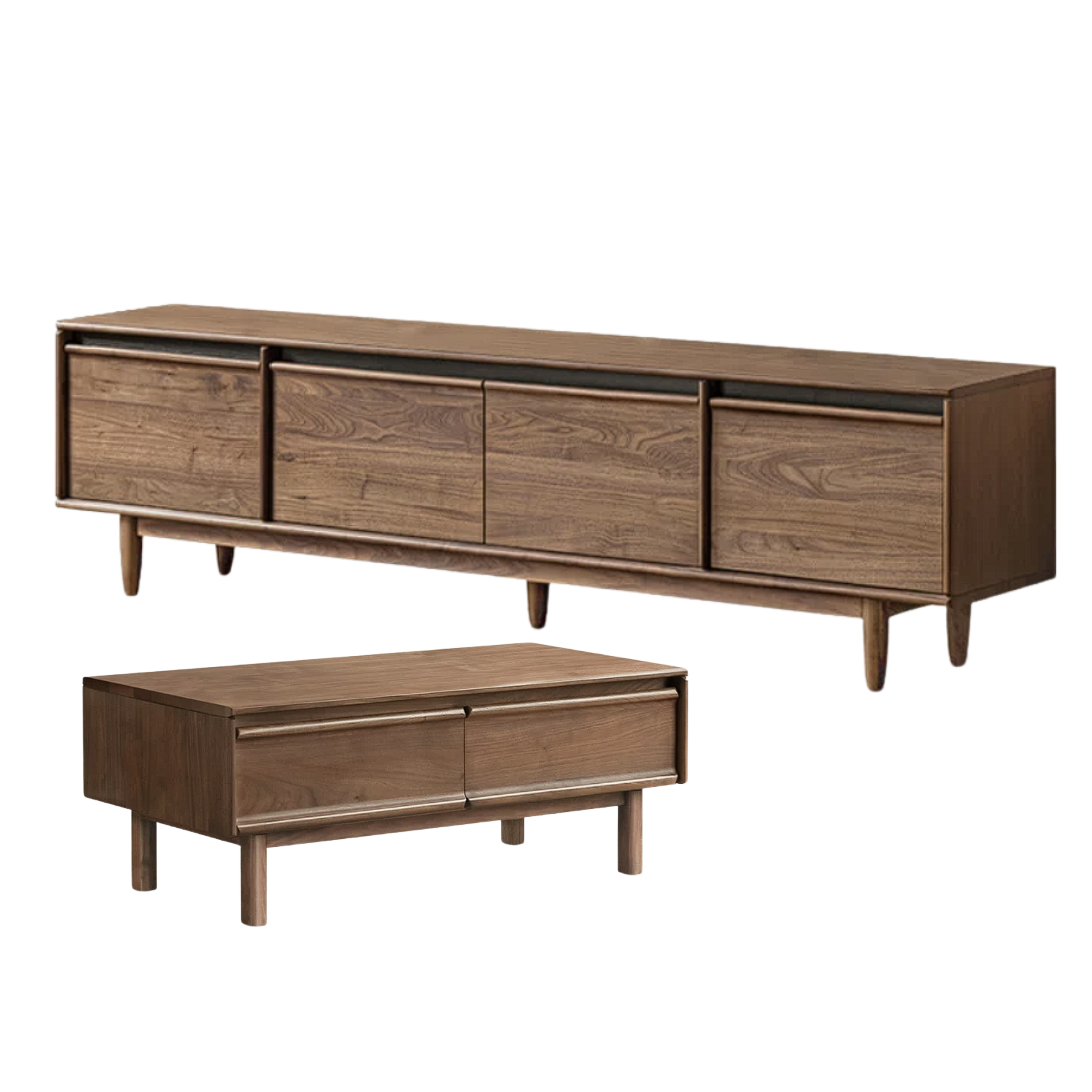 Black Walnut, Ash, Oak Solid Wood, Solid Longan Hardwood Modern Coffee Table