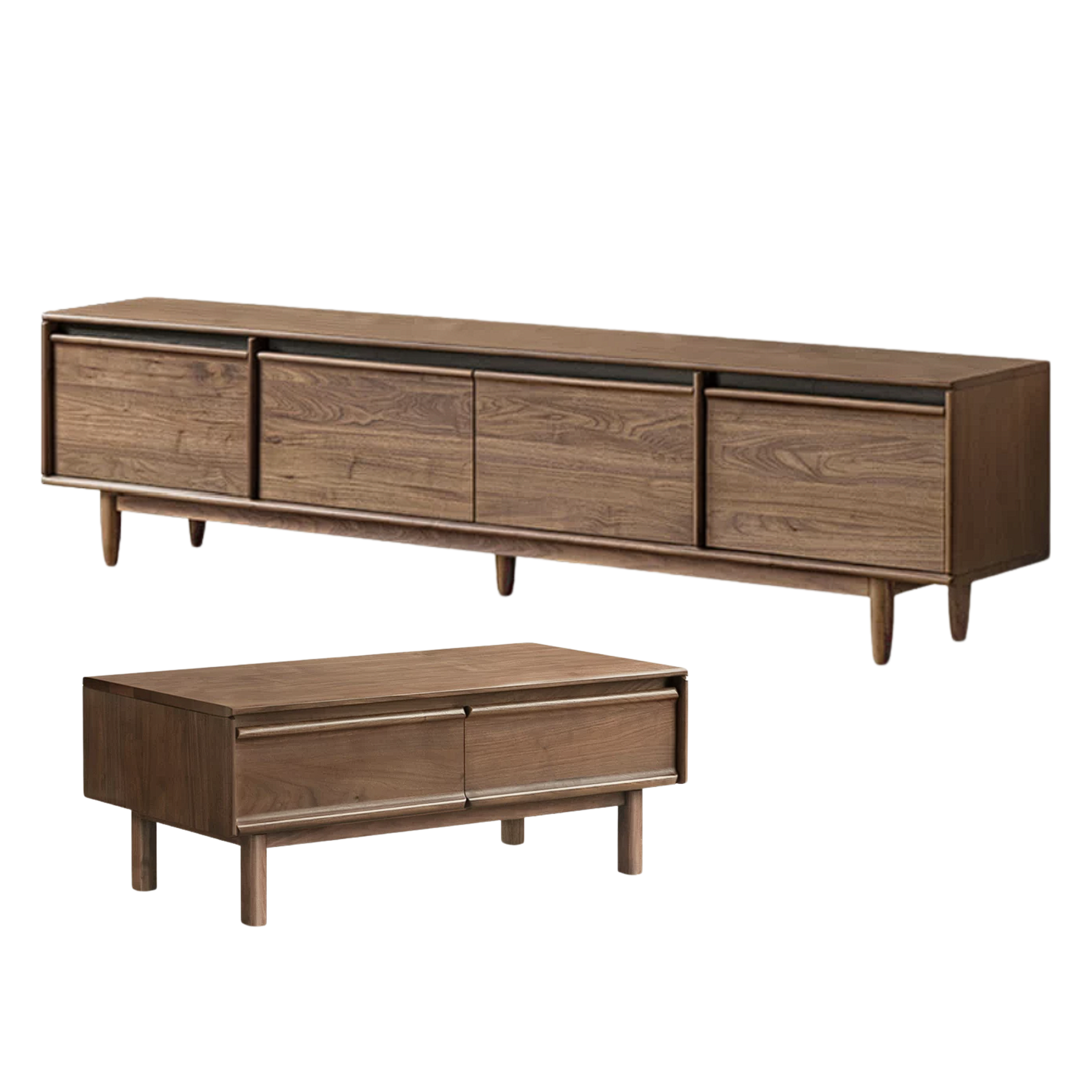 Black Walnut, Ash, Oak Solid Wood, Solid Longan Hardwood Modern Coffee Table