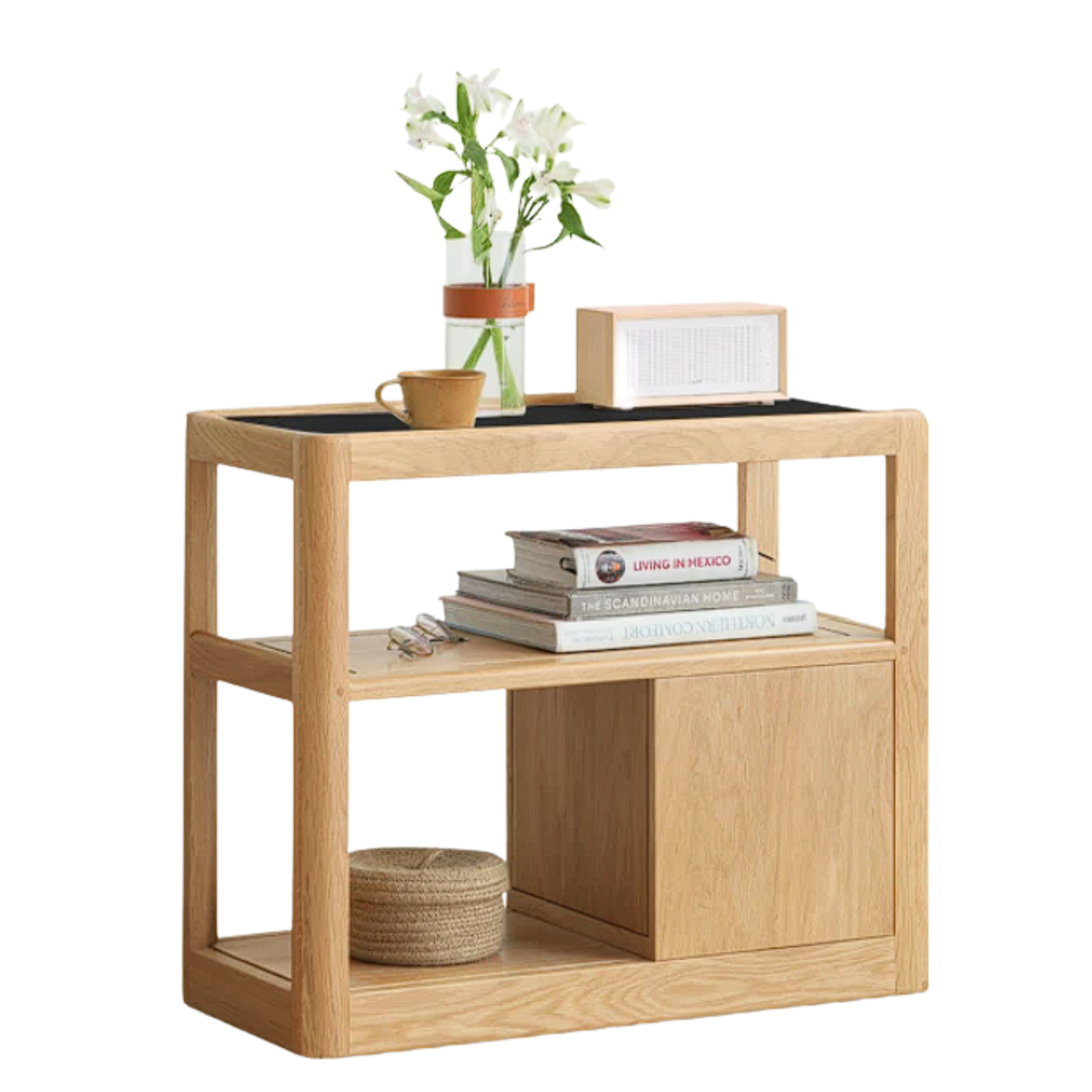 Black walnut, Ash, Oak, Cherry Solid Wood Rock Plate Side Table Movable
