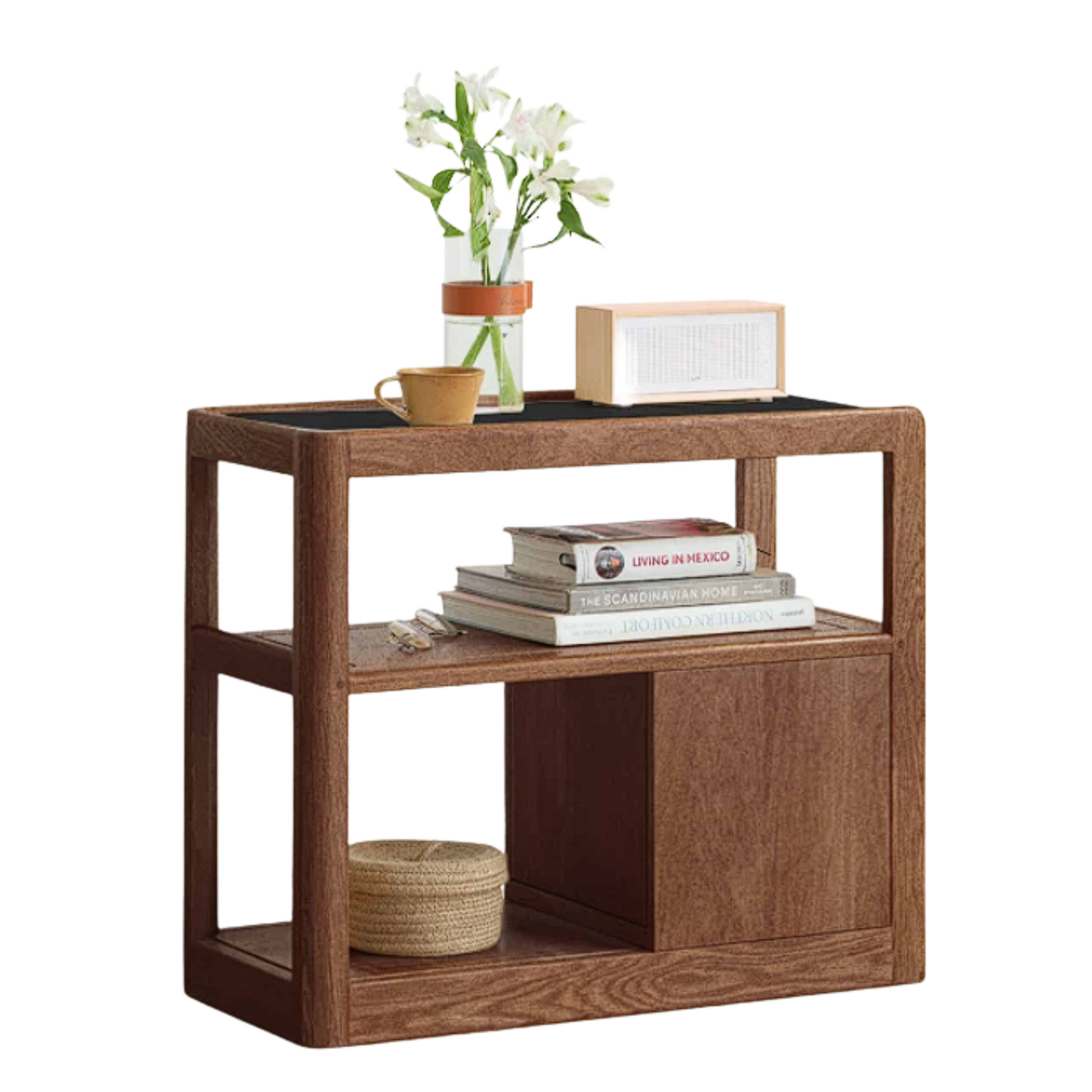 Black walnut, Ash, Oak, Cherry Solid Wood Rock Plate Side Table Movable
