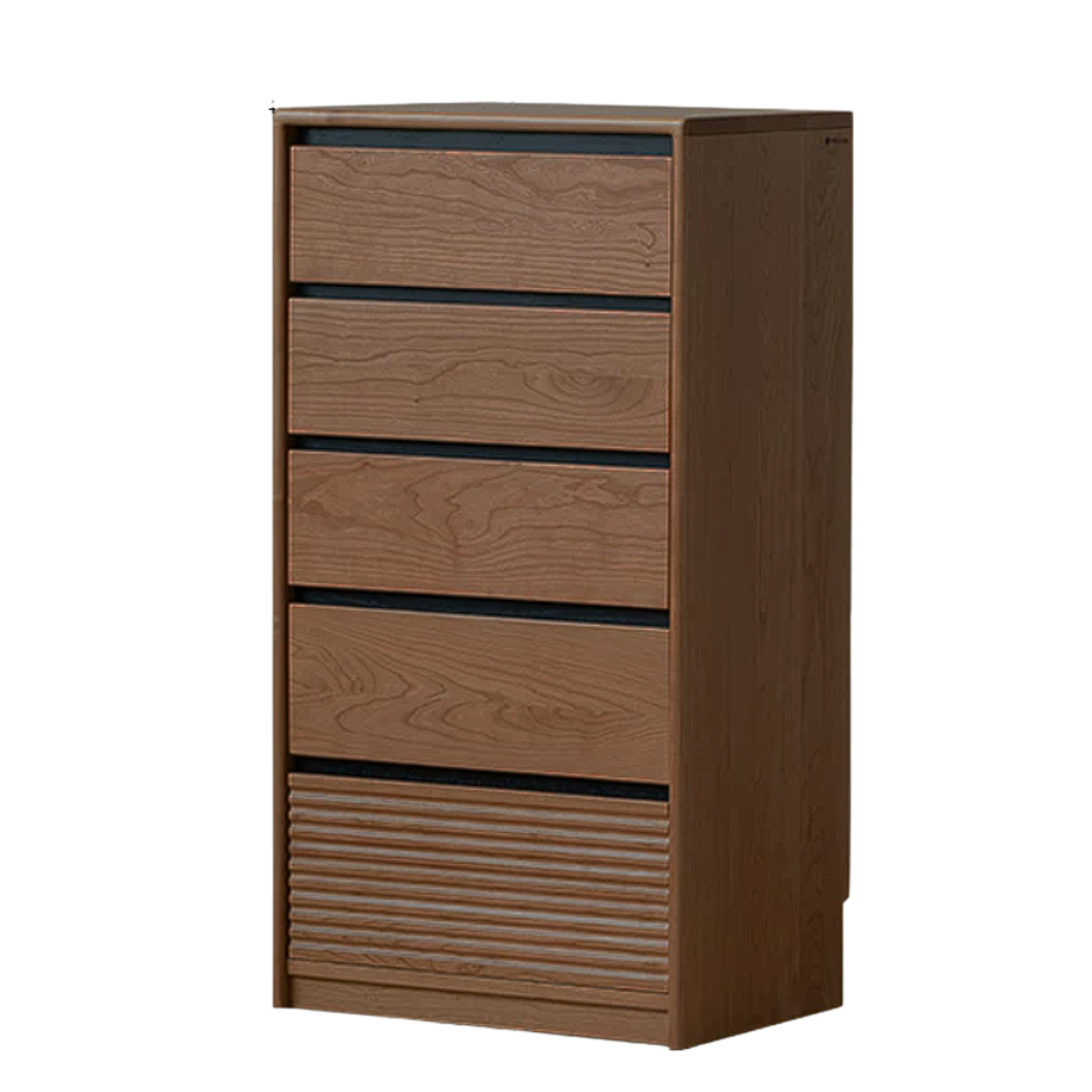 Golden Sandalwood Solid Wood Tiered Dresser with Fluted Base
