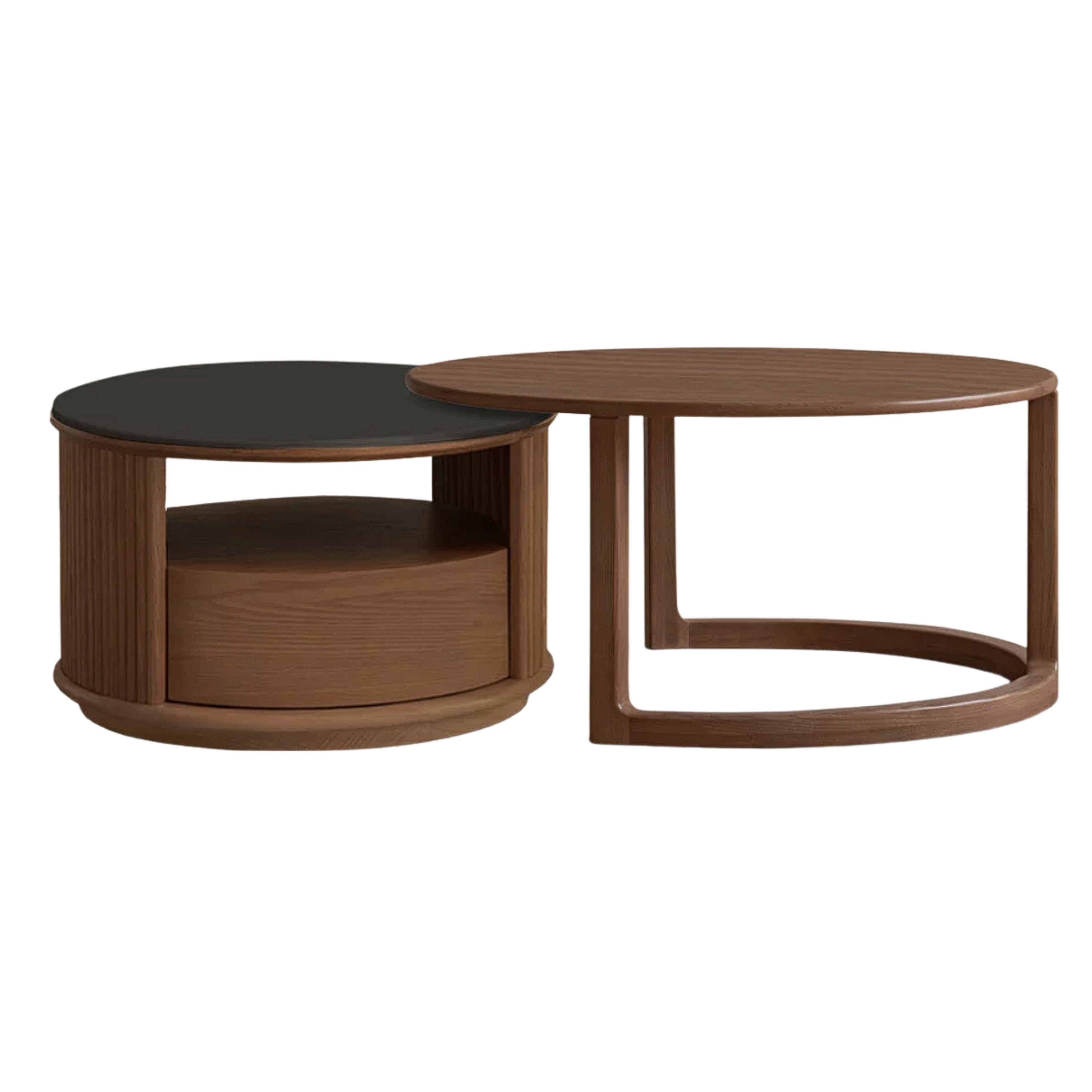 Oak, White Ash Solid Wood Italian Light Luxury Rock Plate Coffee Table