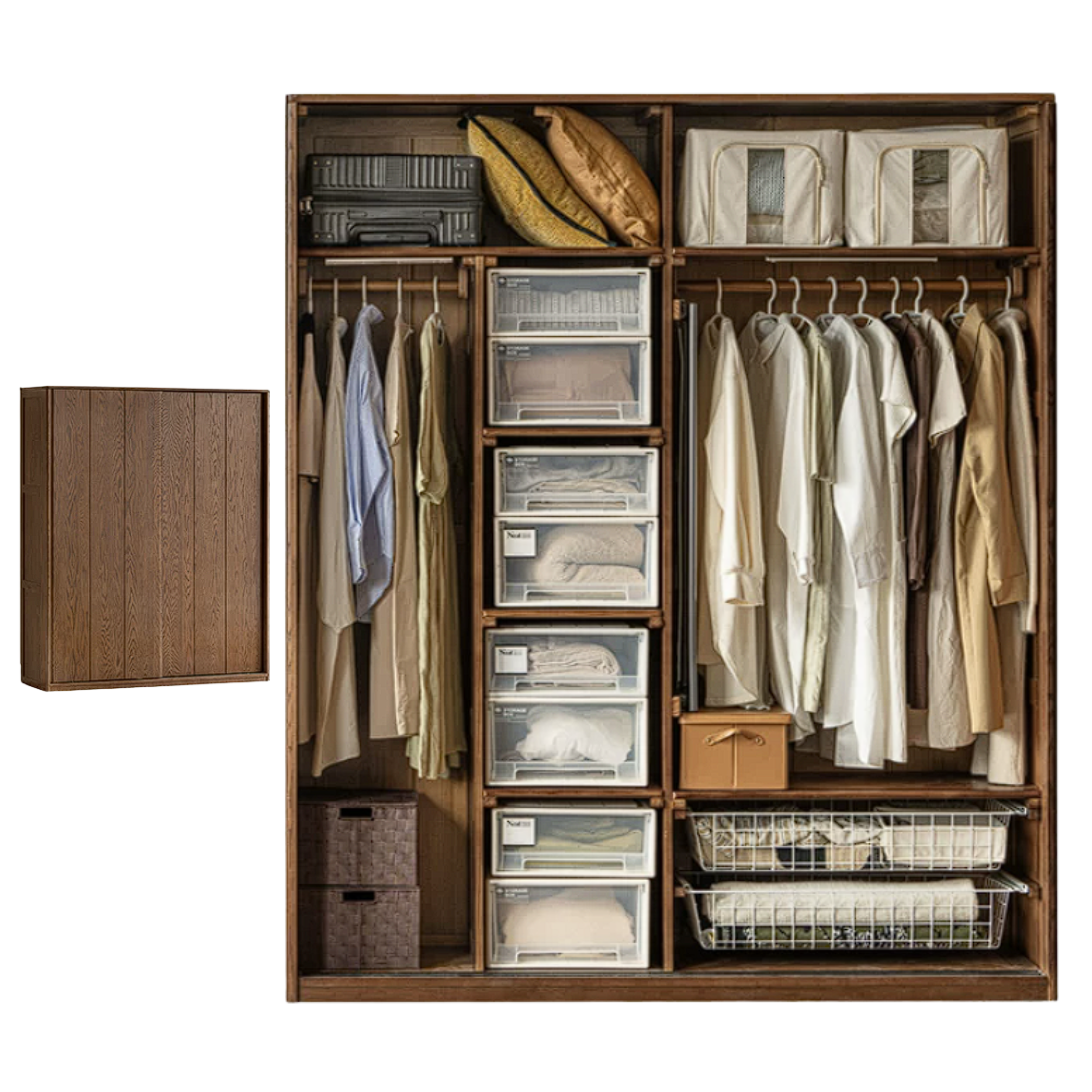 Oak Solid Wood Sliding Door Wardrobe.