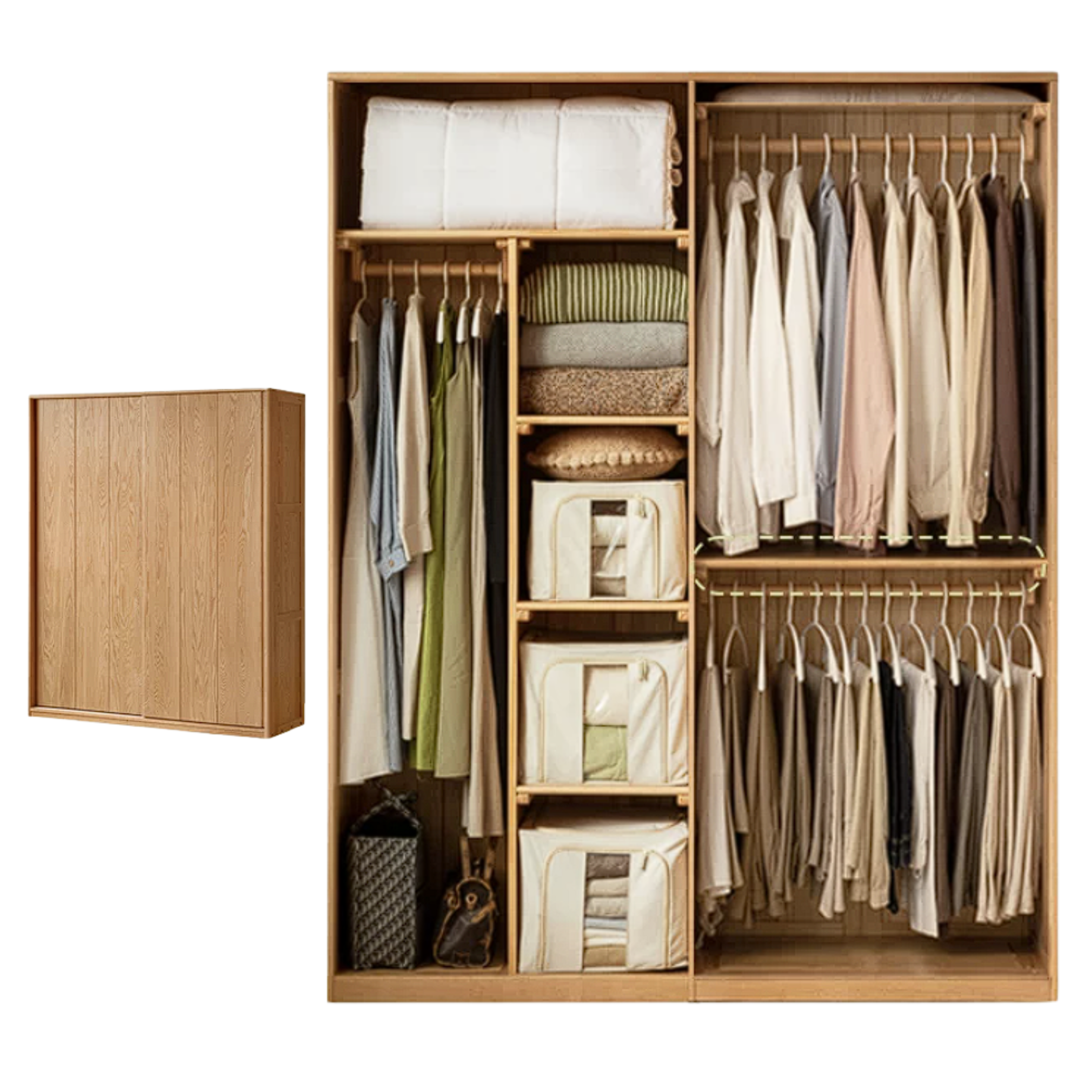 Cherry Wood Sliding Door Retro Wardrobe