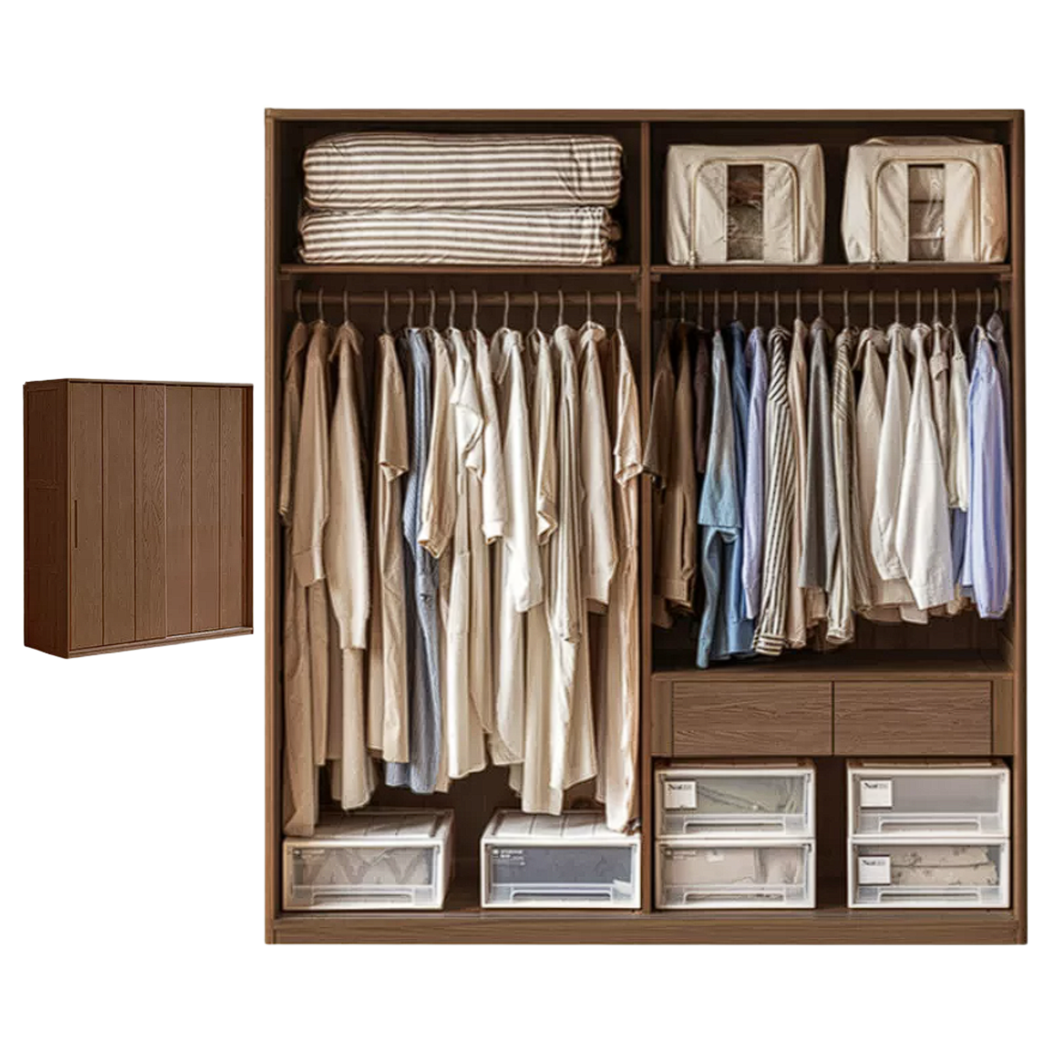 Oak, Ash Solid Wood Wardrobe With Sliding Doors