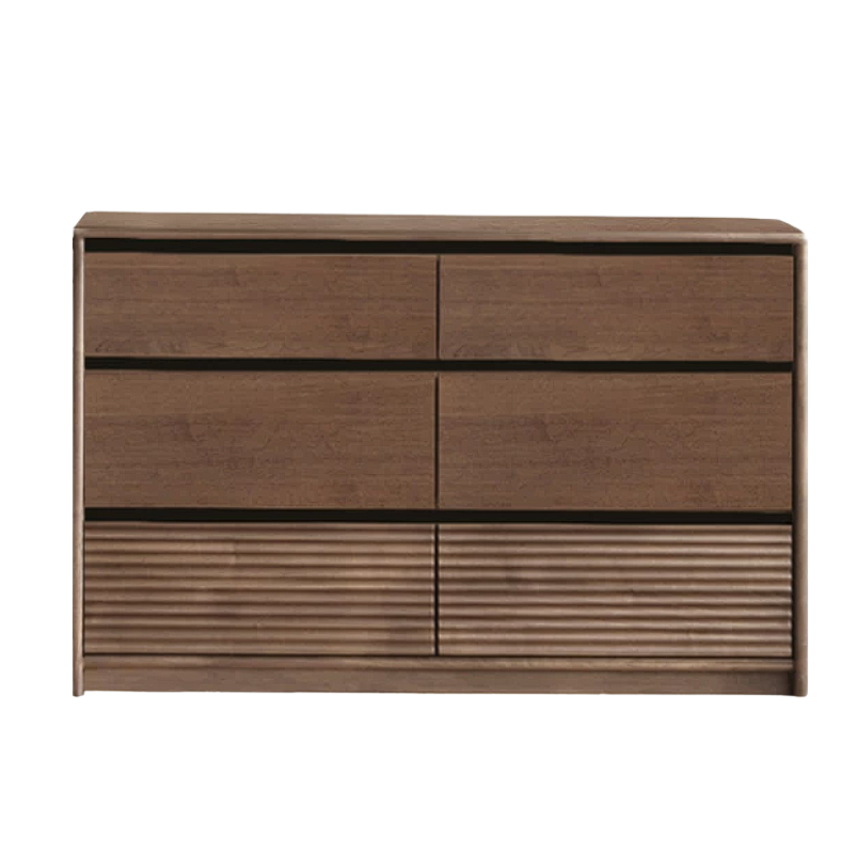 Golden Sandalwood Solid Wood Tiered Dresser with Fluted Base