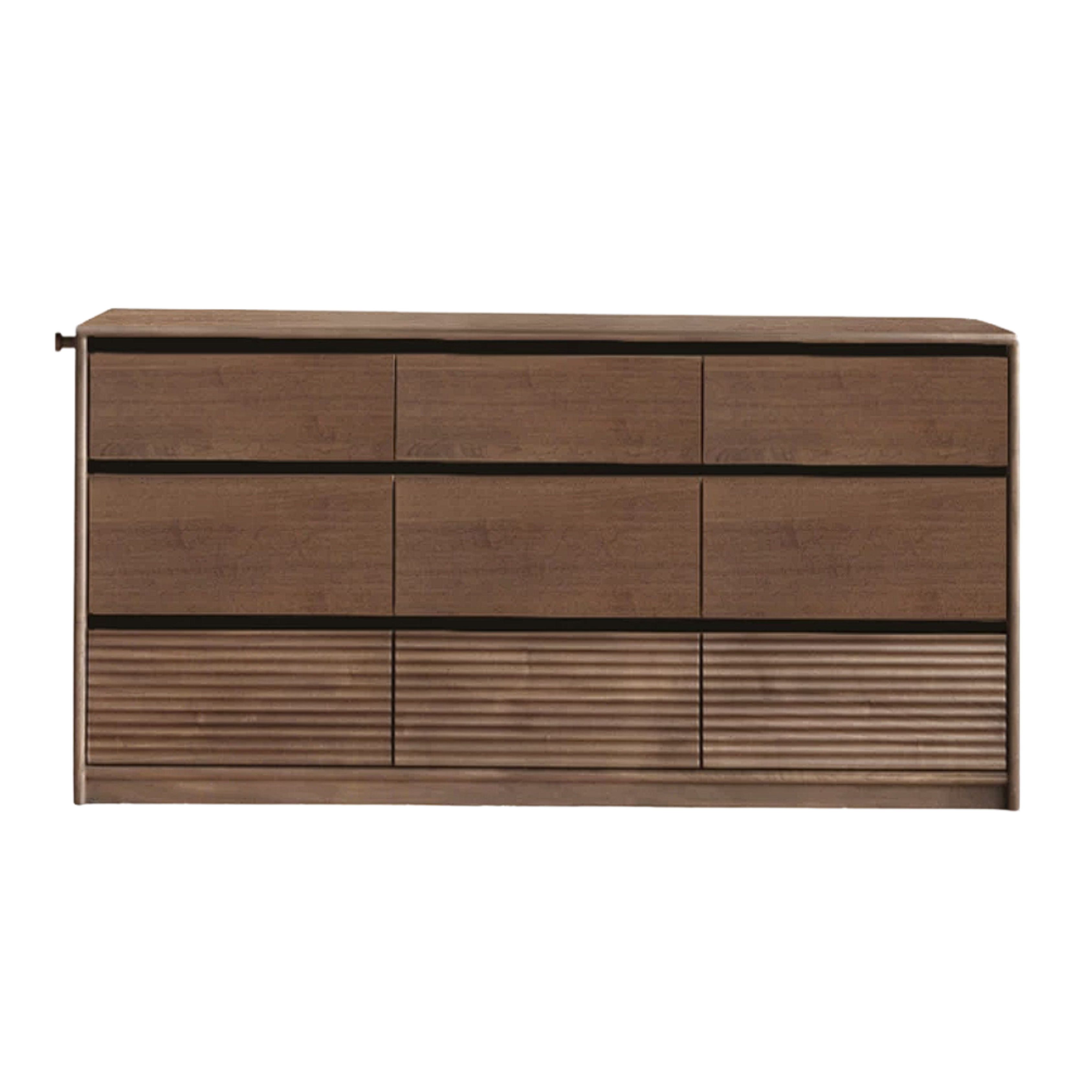 Golden Sandalwood Solid Wood Tiered Dresser with Fluted Base