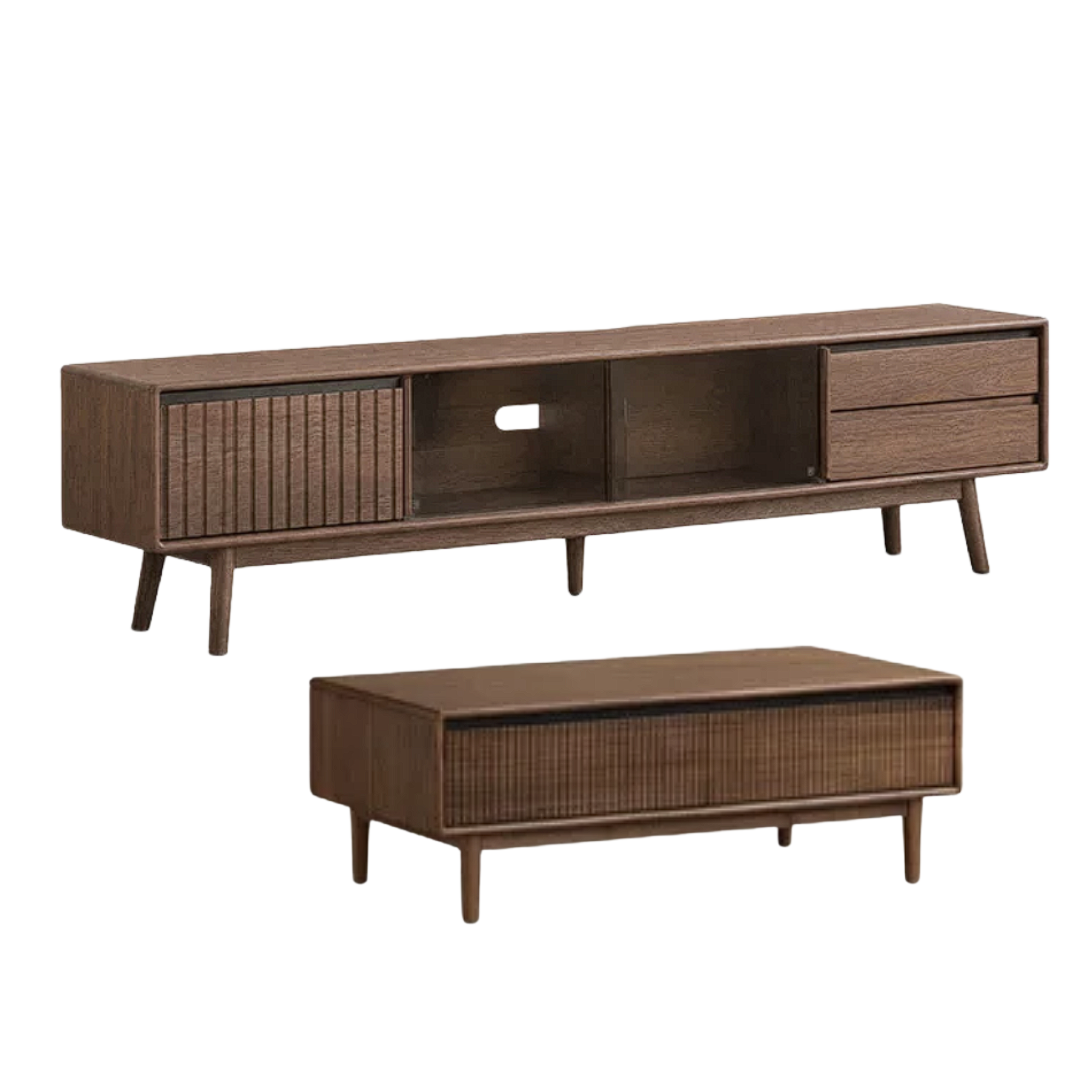 Black Walnut, Golden Pearwood Solid Wood Italian Light Luxury Coffee Table