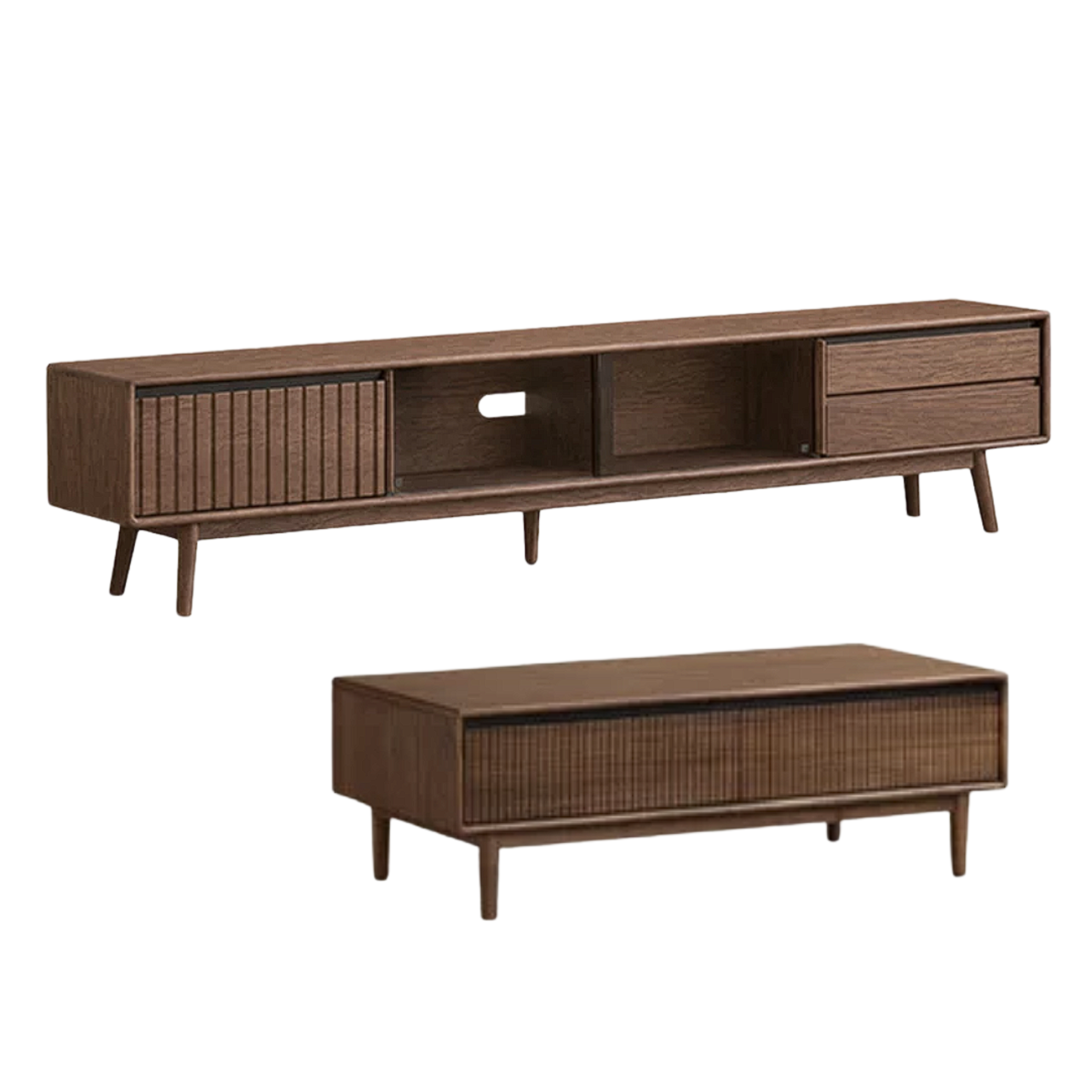 Black Walnut, Golden Pearwood Solid Wood Italian Light Luxury Coffee Table
