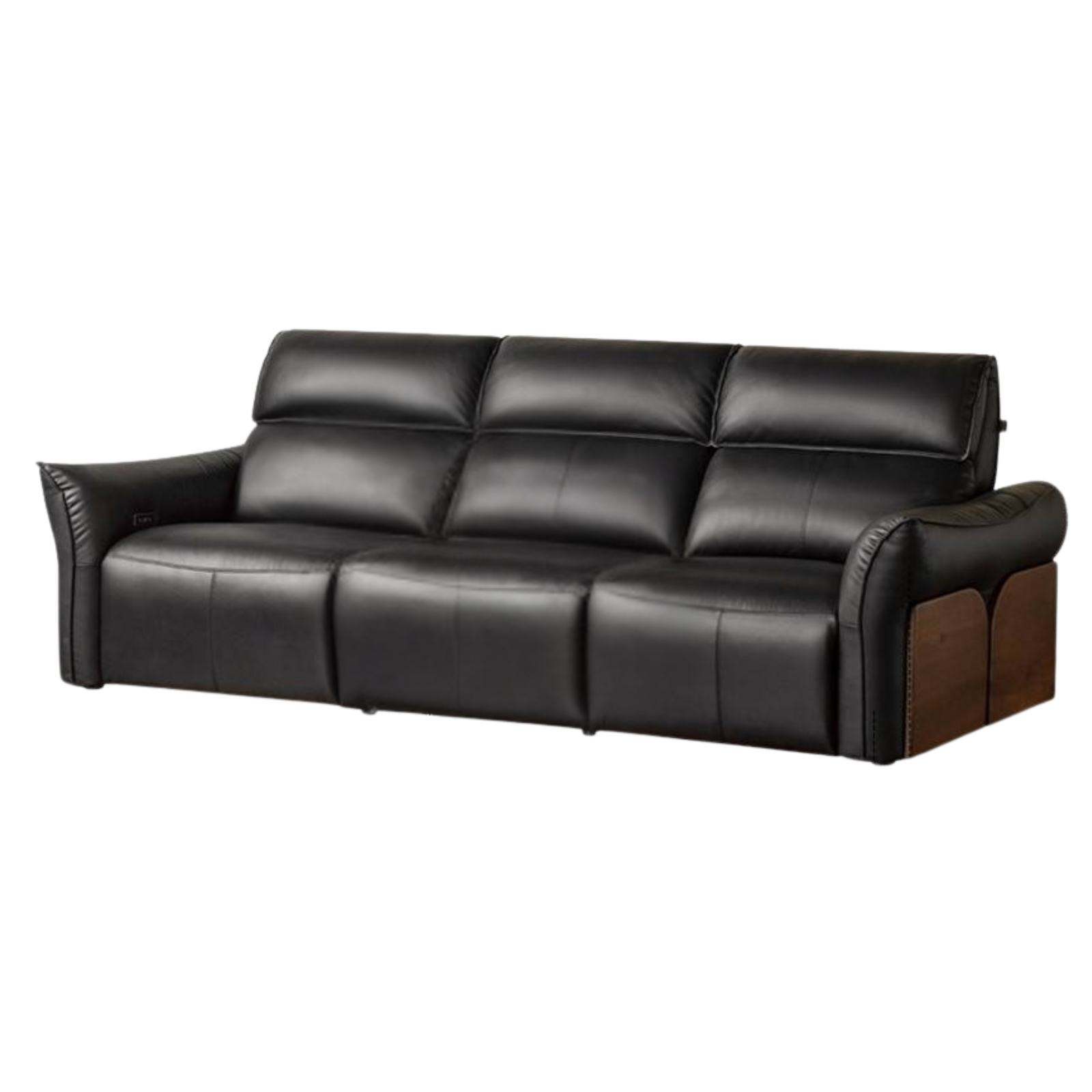 Black walnut solid wood Top Grain Genuine Leather Zero Wall Power Reclining Sofa
