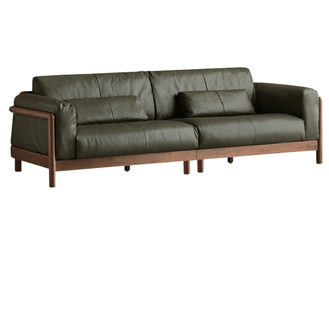 Black Walnut Solid Wood Leather Sofa Modern