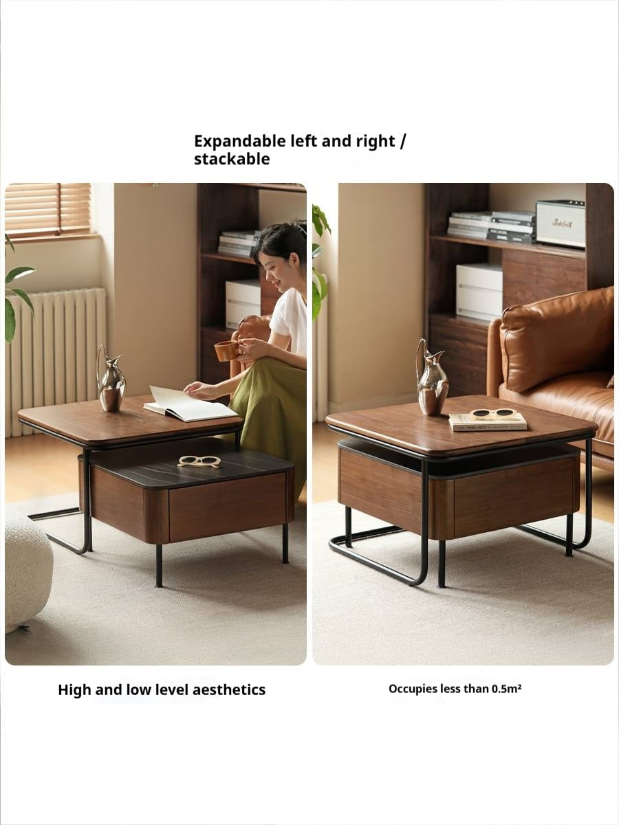 Sandalwood, Oak, Black Walnut Solid Wood Slate Top Coffee Table