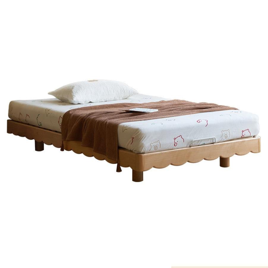 Beech Solid Wood Soft Children's Single Platform Bed, Headboard-Free Bed