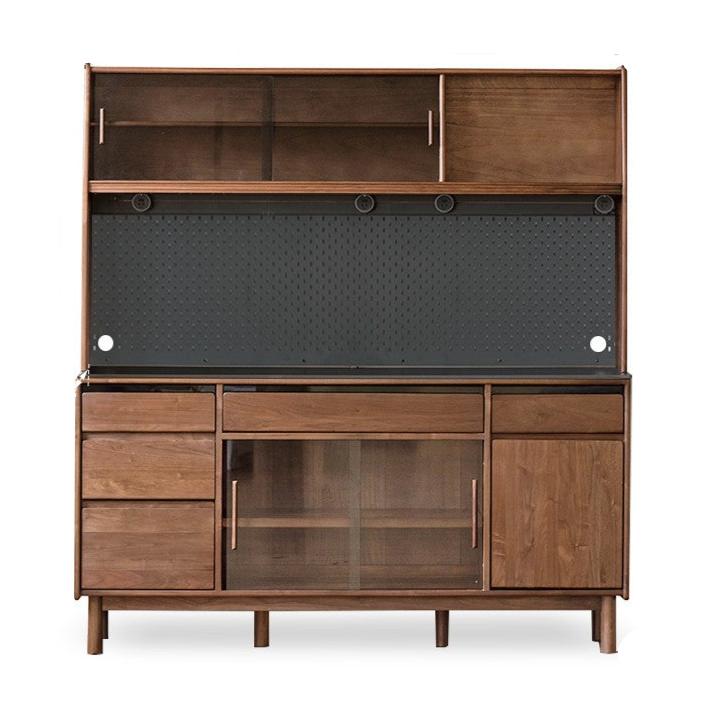 Black Walnut Solid Wood Light Luxury Rock Plate Sideboard