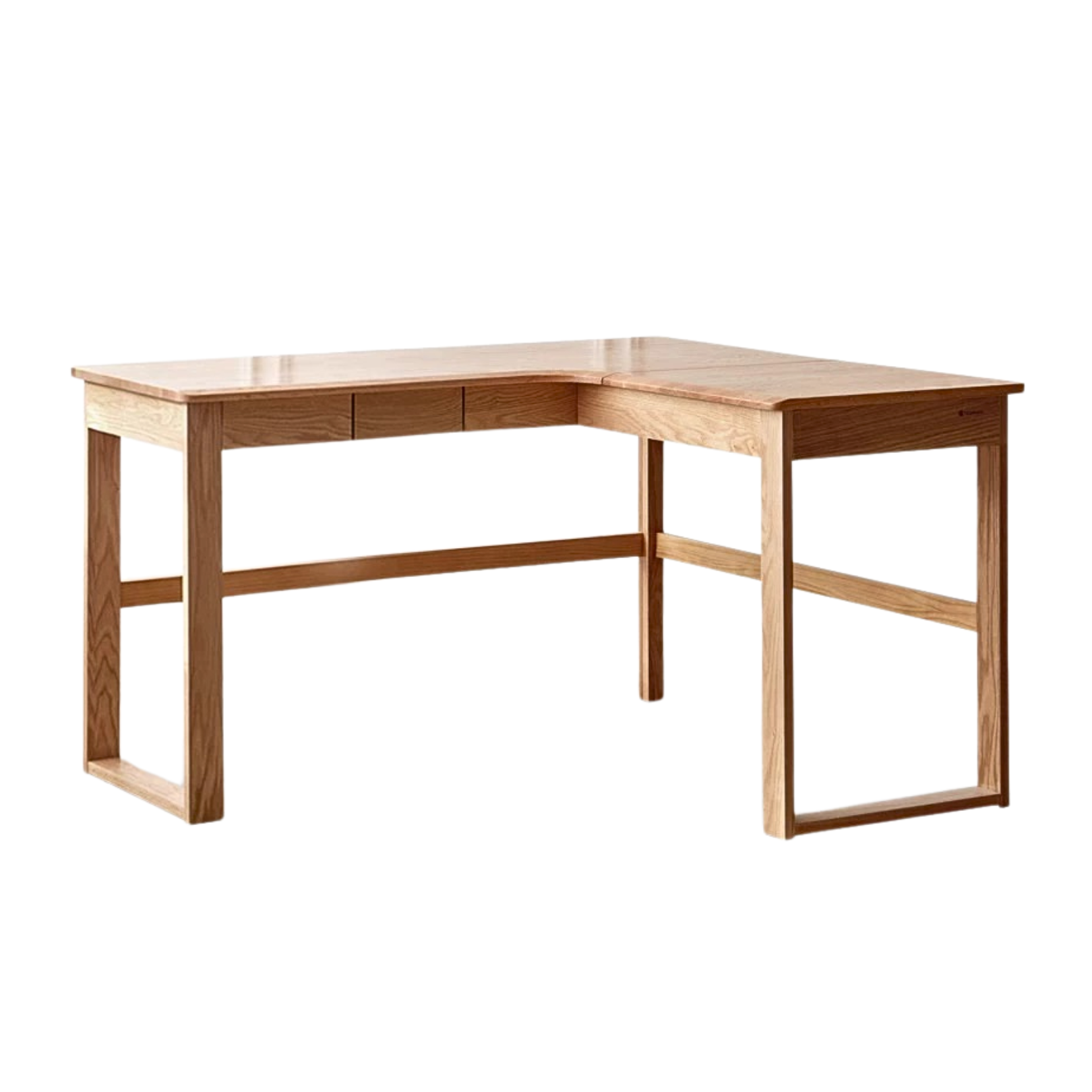 Oak Solid Wood L-shaped Corner Office Desk