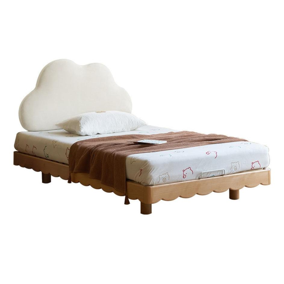 Beech Solid Wood Soft Children's Single Platform Bed, Headboard-Free Bed