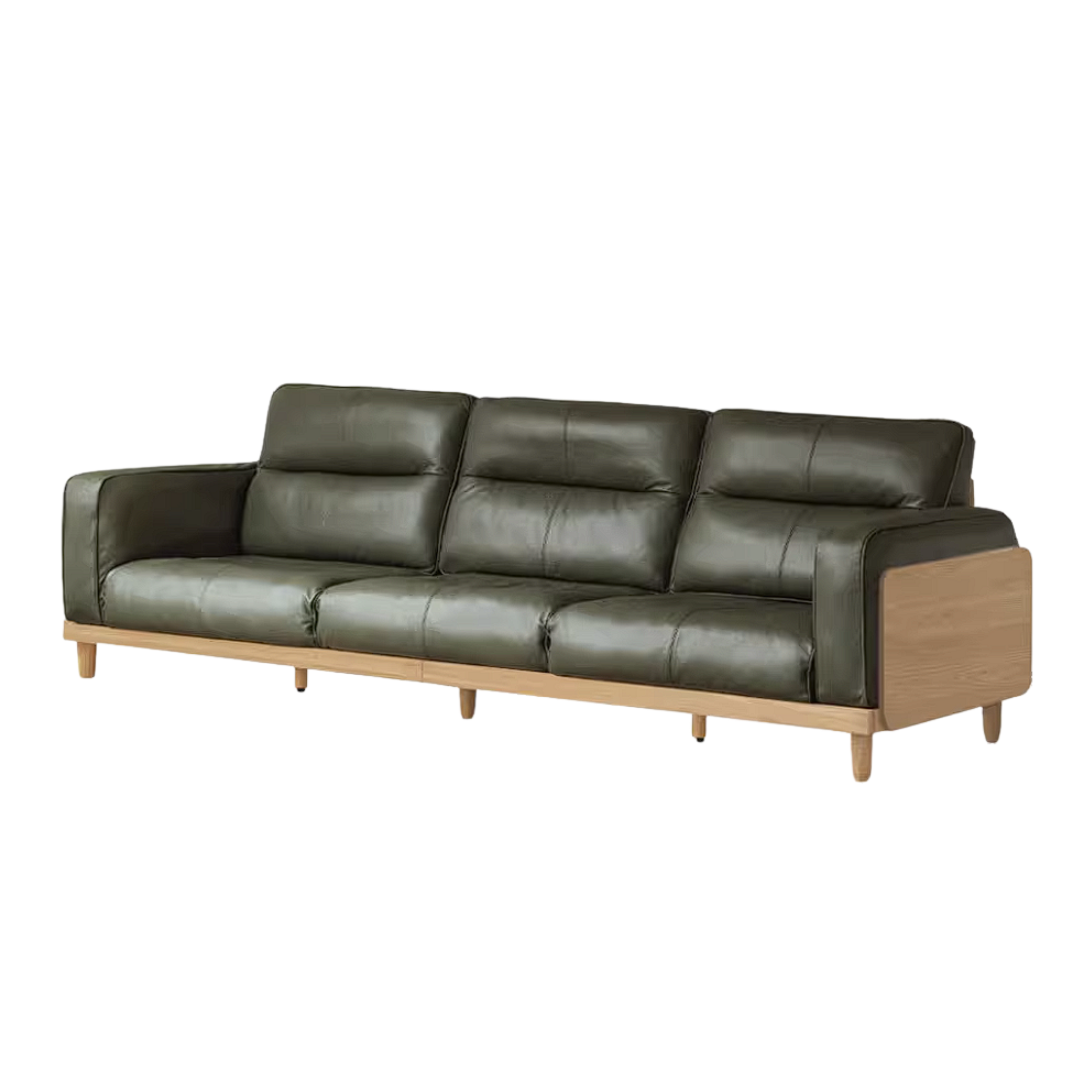 Oak, Ash Solid Wood Sofa with Exposed Wood Frame Arms