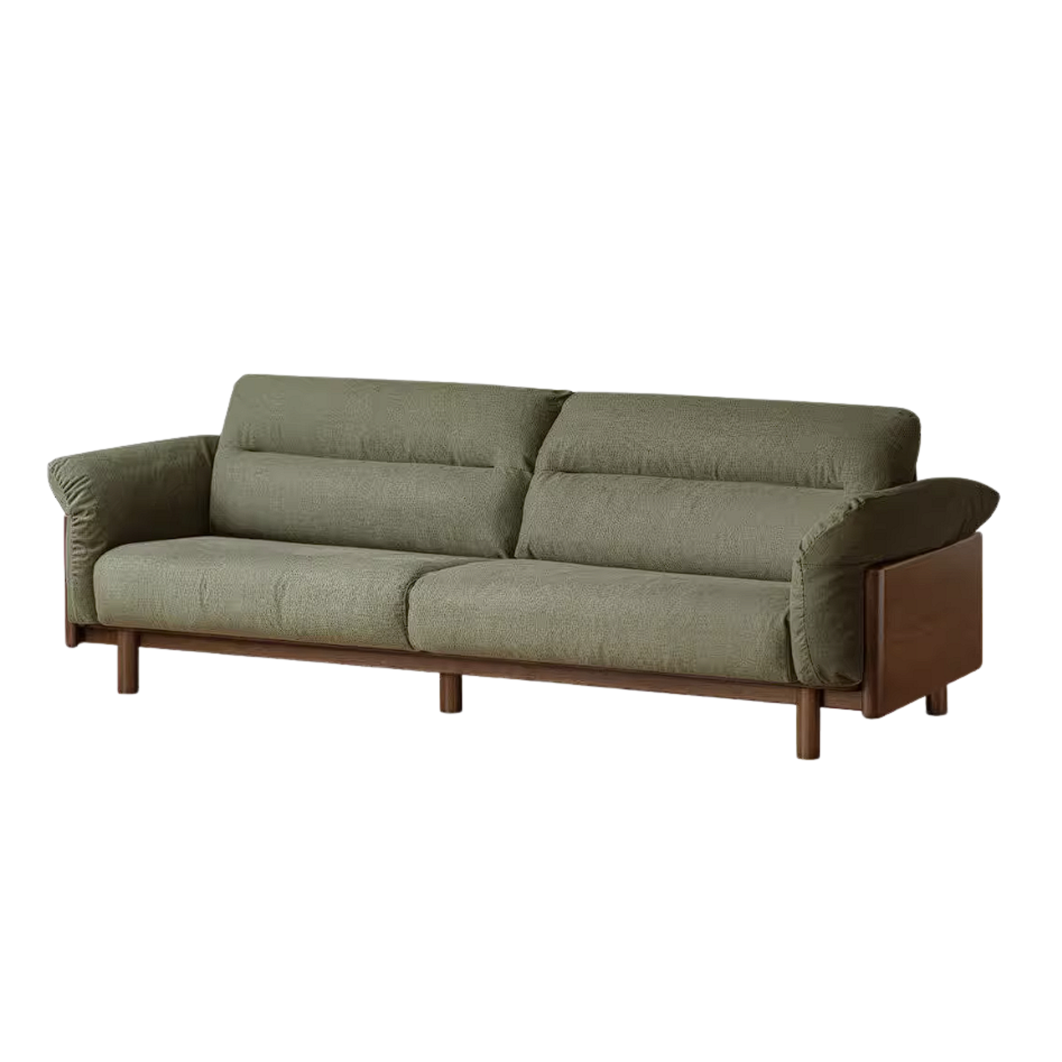 Oak Solid Wood Sofa with Wide Track Arms Genuine leather, fabric, removable and washable