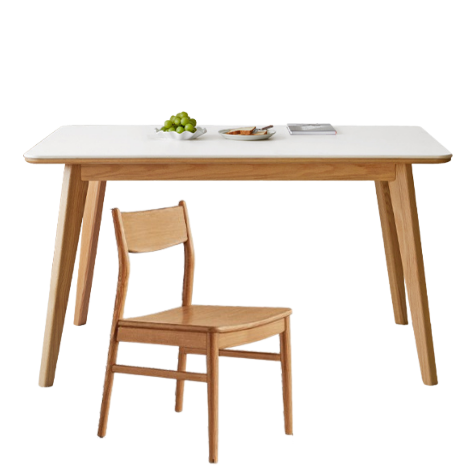 Ash, Oak Solid Wood Modern Rock Plate Dining Table