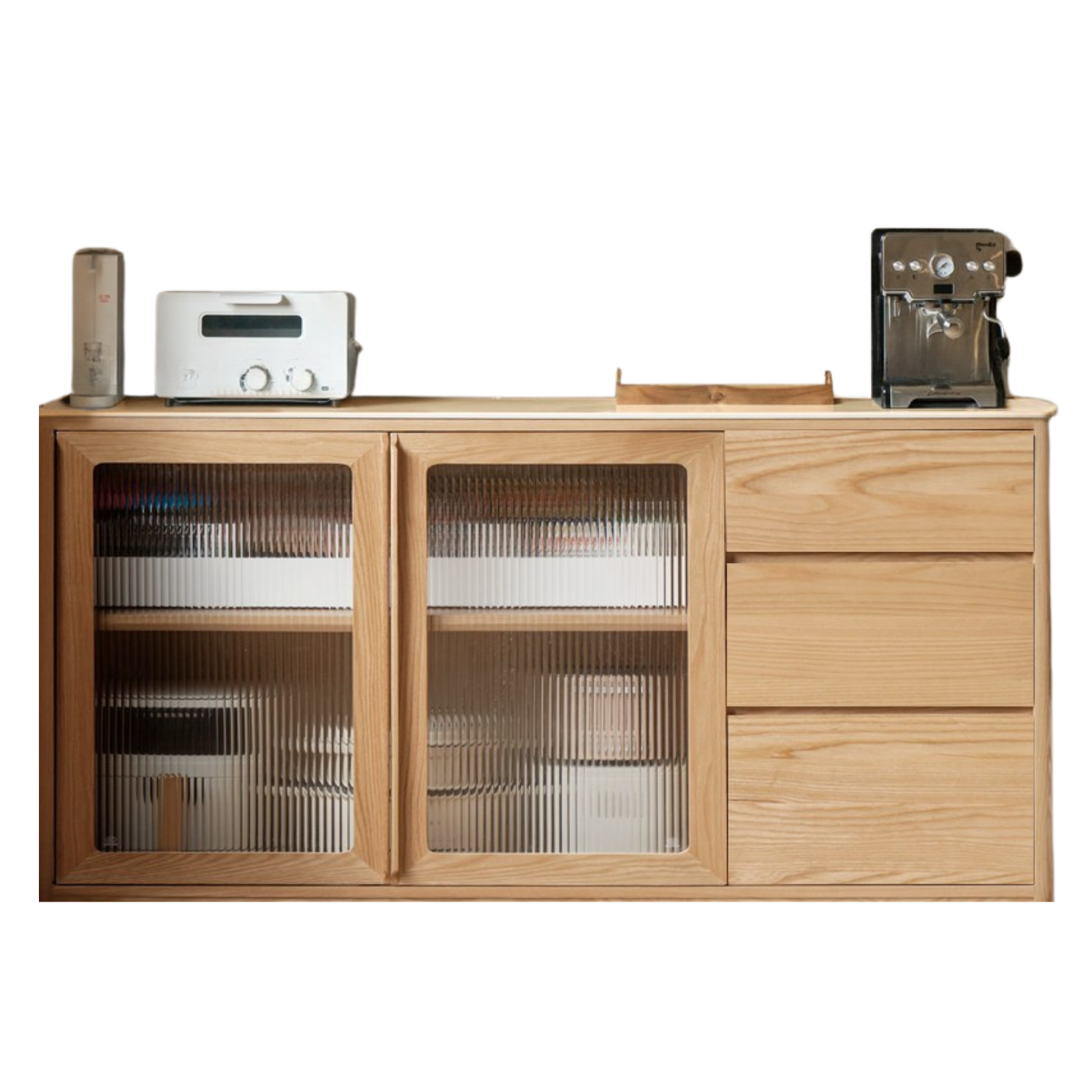 Ash Solid Wood White Wax Rock Plate Sideboard