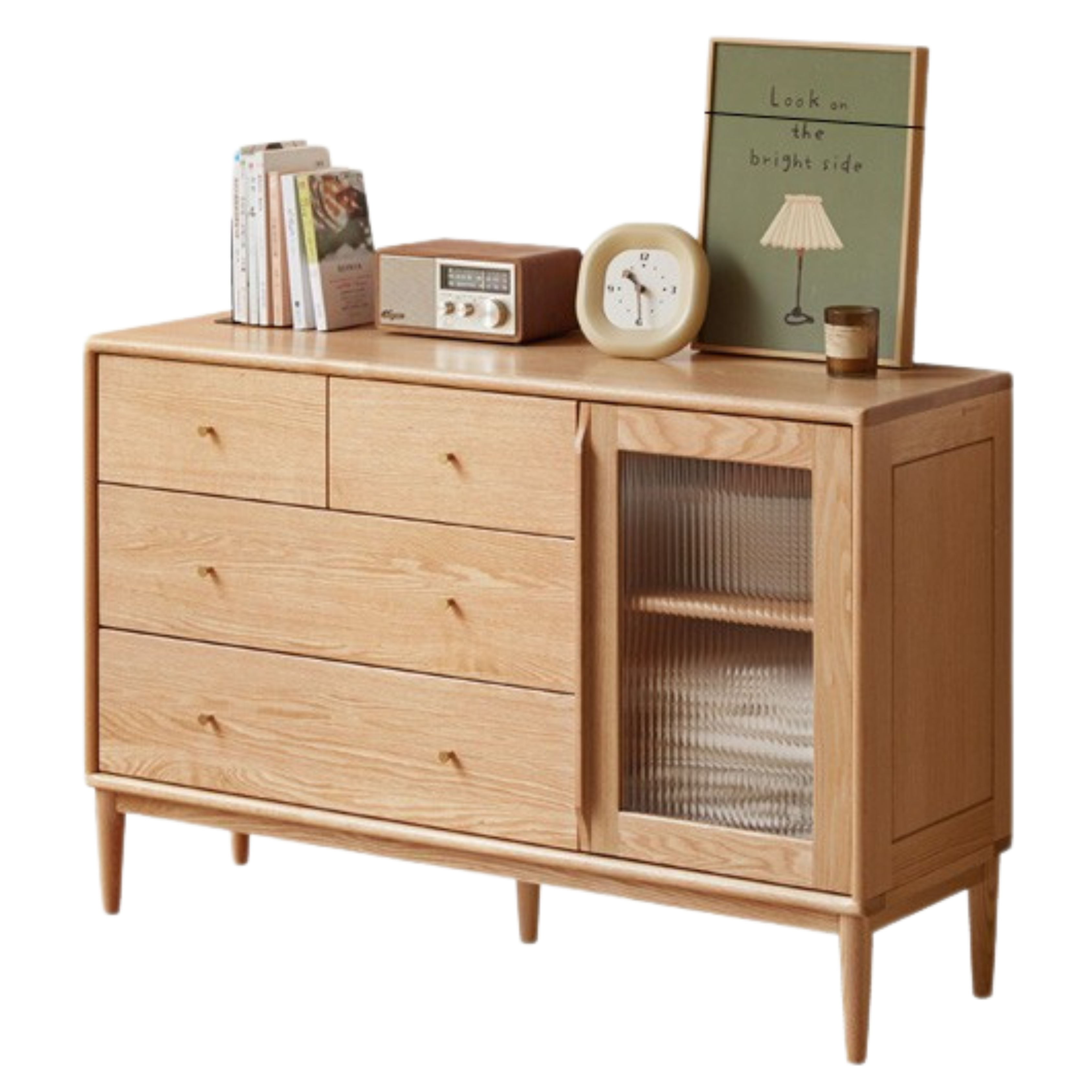 Oak Solid Wood Storage Cabinet with Doors