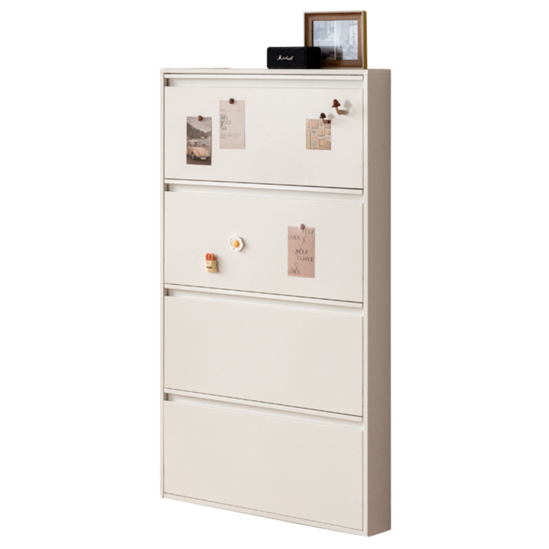 Metal ultra-thin shoe cabinet white modern: