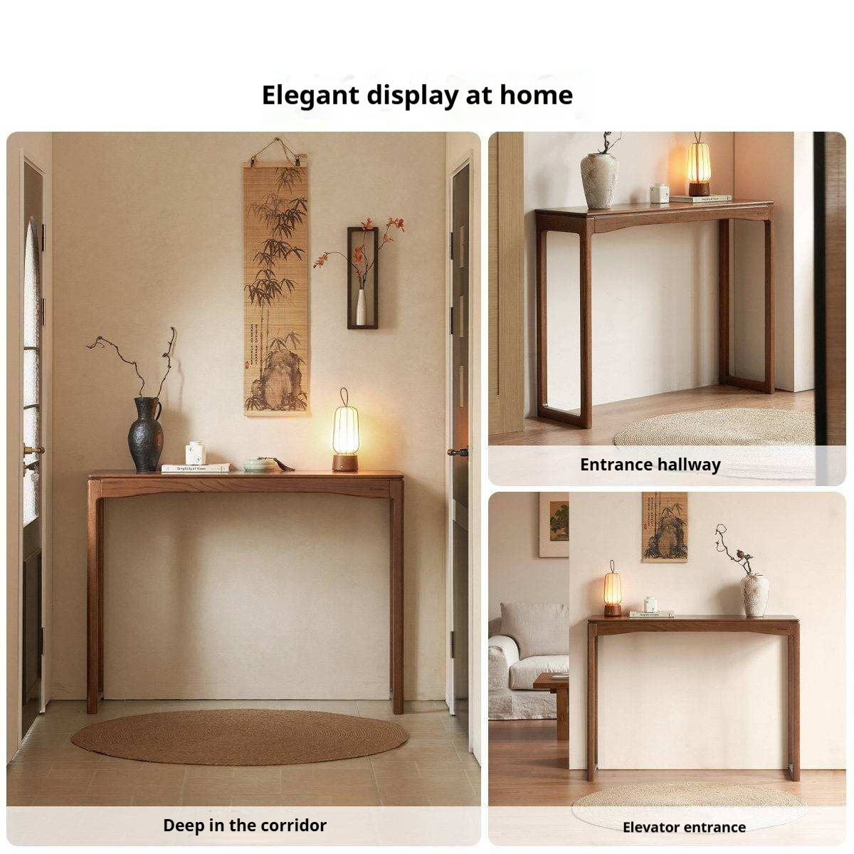 Oak Solid Wood Console Table, Entryway Bench