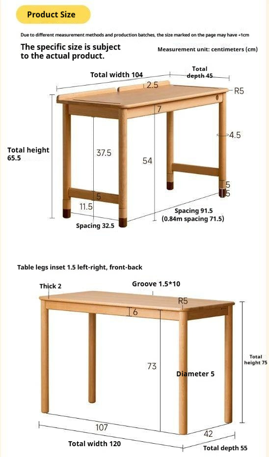 Beech Solid Wood Kids Learning Desk