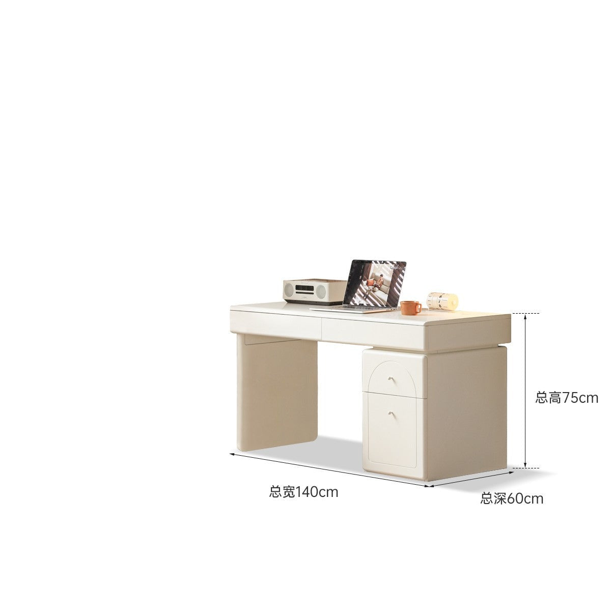 Poplar solid wood desk bookshelf integrated study table)