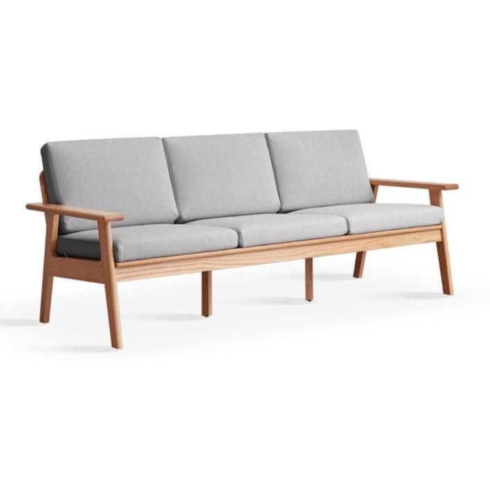 Oak solid wood Japanese-style three-person fabric sofa