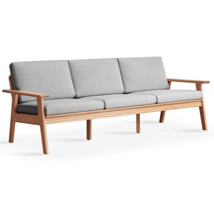 Oak solid wood Japanese-style three-person fabric sofa