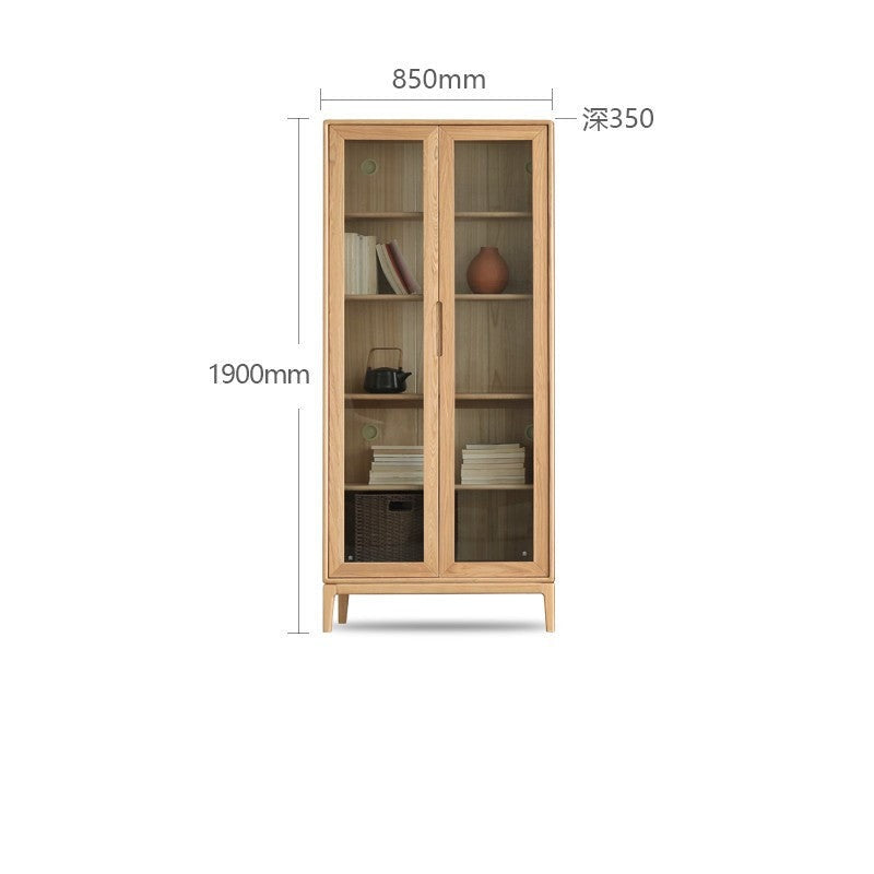 Ash solid wood floor-standing bookcase whole wall free combination bookshelf<