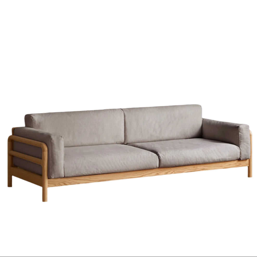 Oak Solid Wood Modern Straight Fabric Sofa