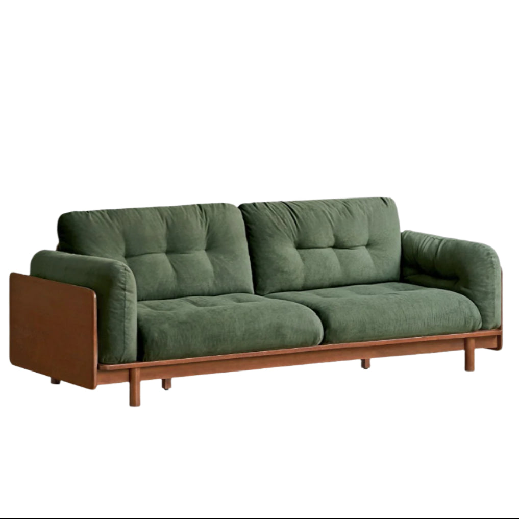 Rubber Solid Wood Fabric Sofa Ancient Style