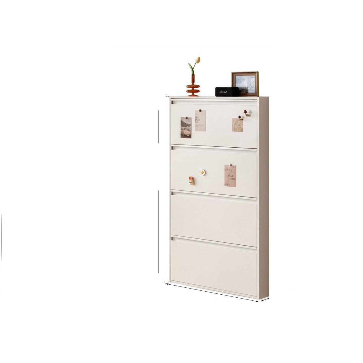 Metal ultra-thin shoe cabinet white modern -