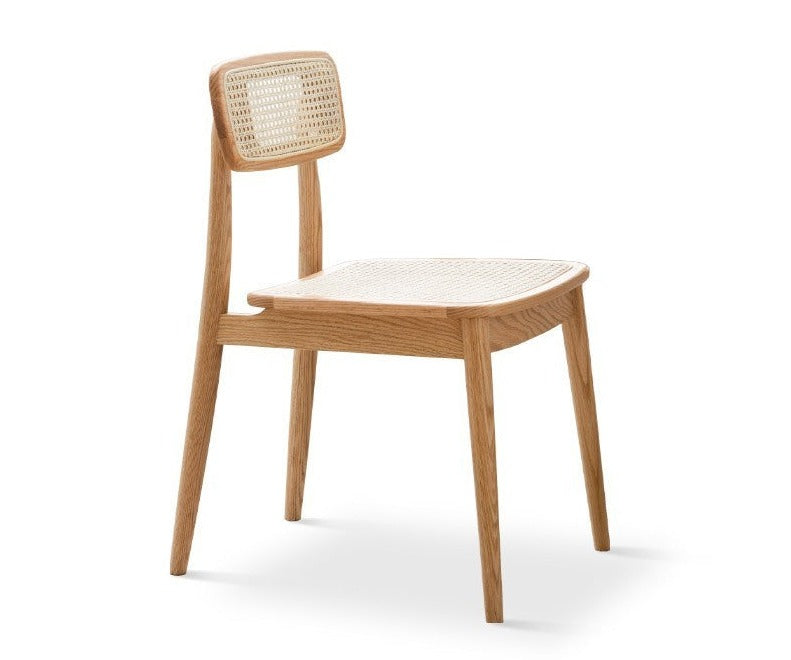 2 pcs set - rattan Oak solid wood dining chair-