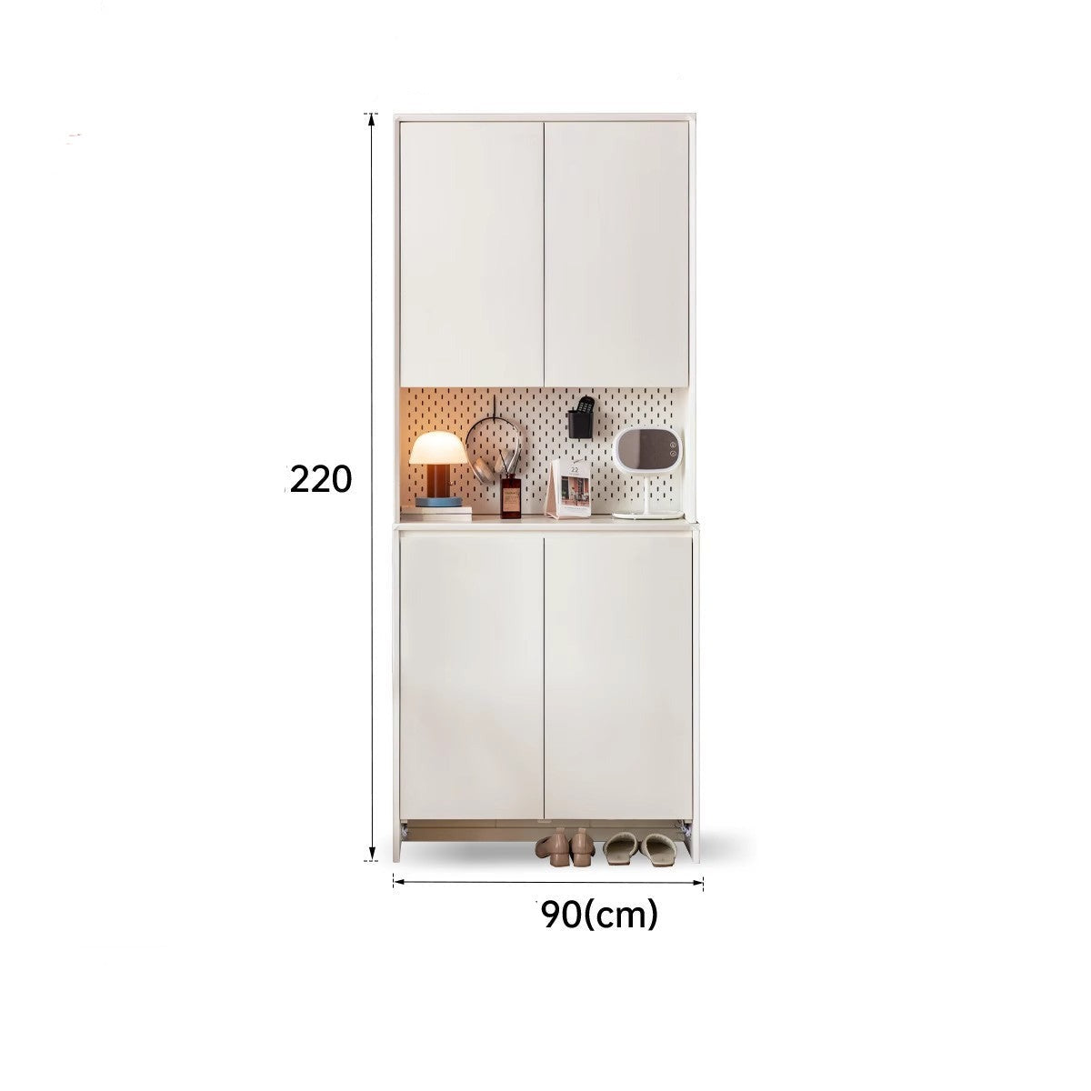 Full solid wood entrance cabinet, shoe cabinet, integrated partition cabinet cream
