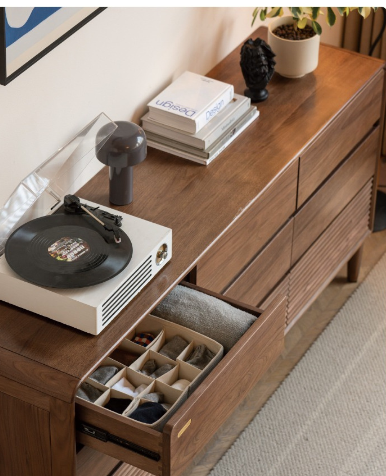 Black Walnut Solid Wood Wall Storage Drawer