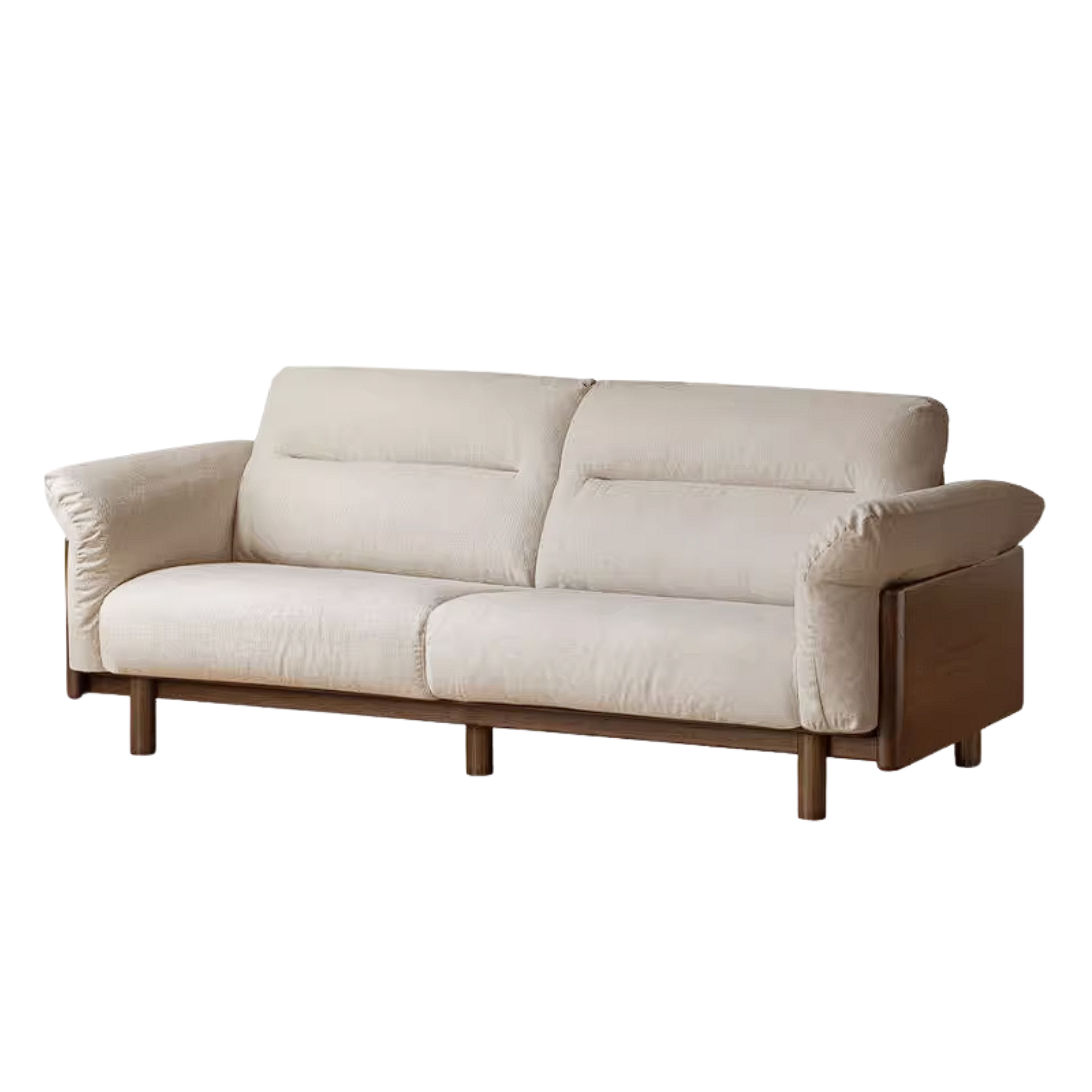 Oak Solid Wood Sofa with Wide Track Arms Genuine leather, fabric, removable and washable